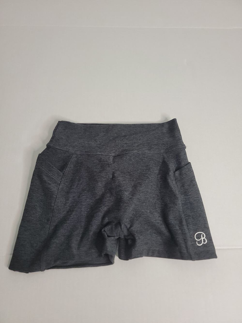Bombshell Sportswear Shorts Womens SZ S V Back Scrunch Butt Gray Gym Yoga